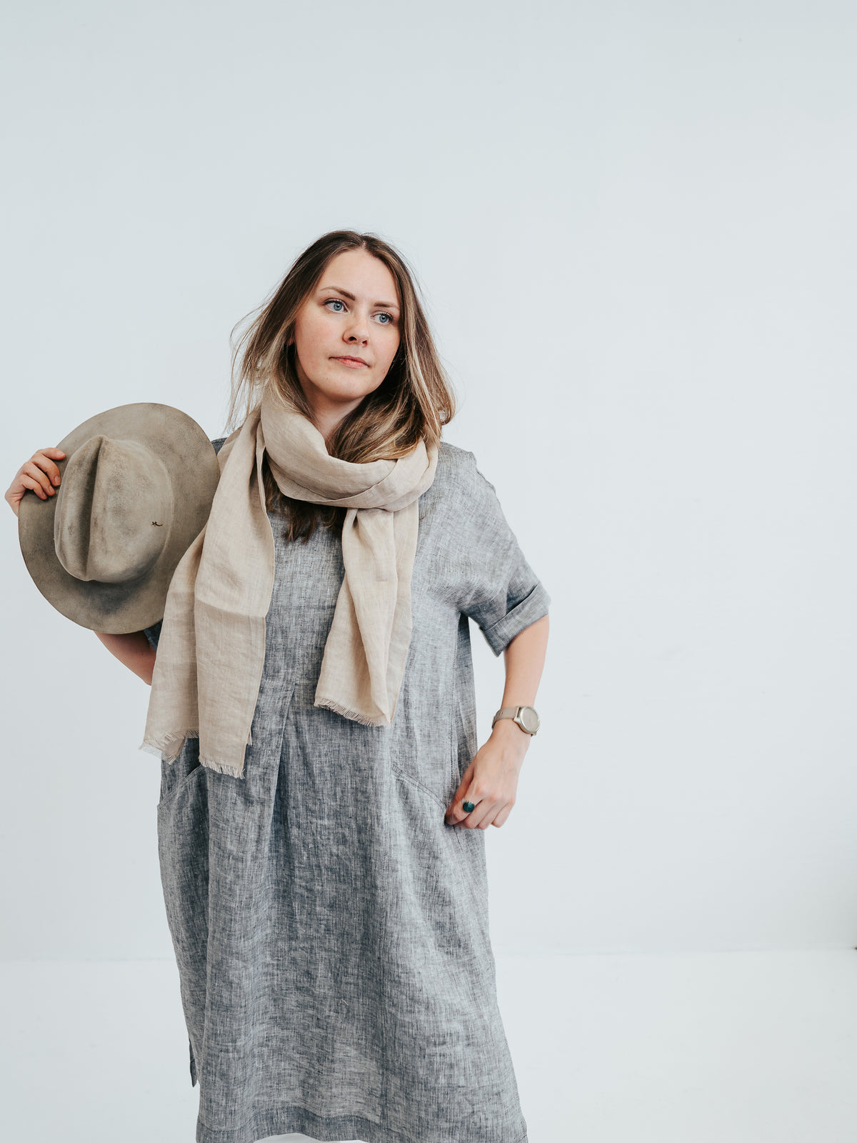 Plus size linen tunic dress &#39;Gemma&#39;, custom sized linen dresses