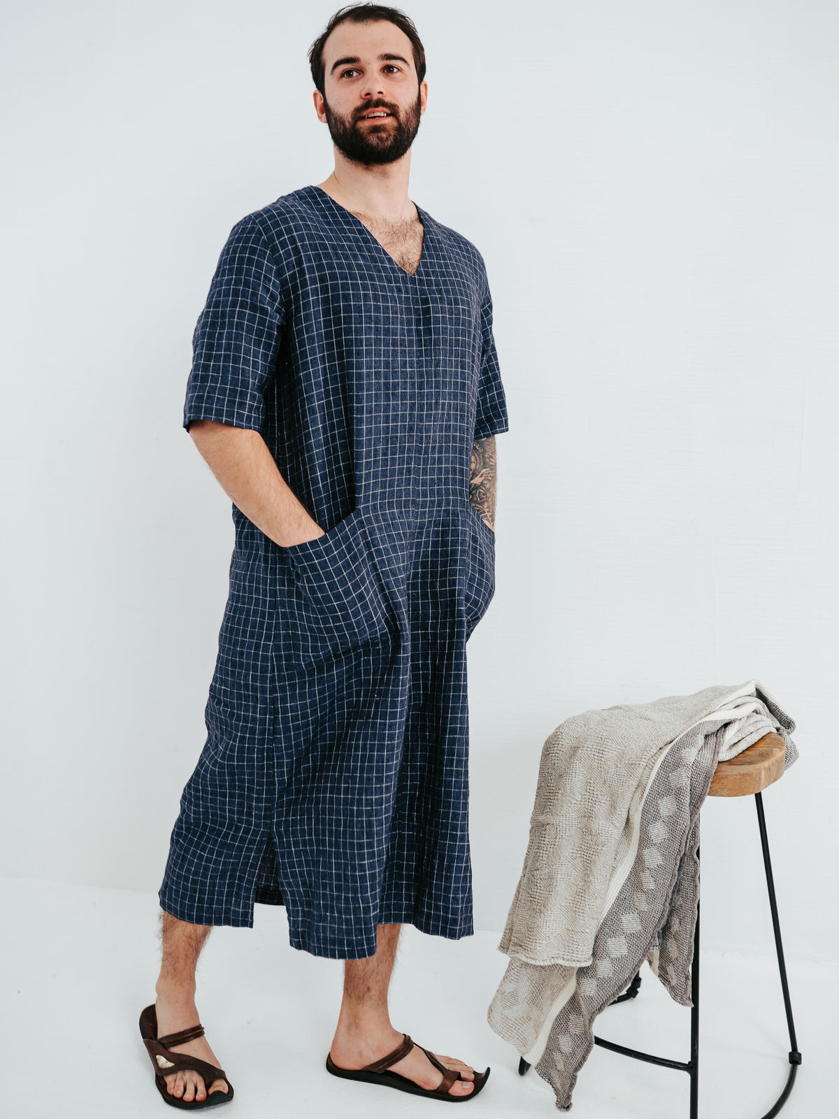 Striped Women pyjama, linen pajamas - Linenbee