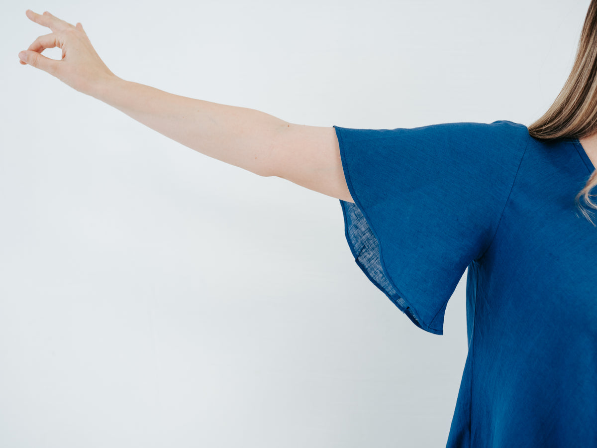 Linen Maxi Dress &#39;Jasmine&#39;, bias cut linen dress with bell sleeves