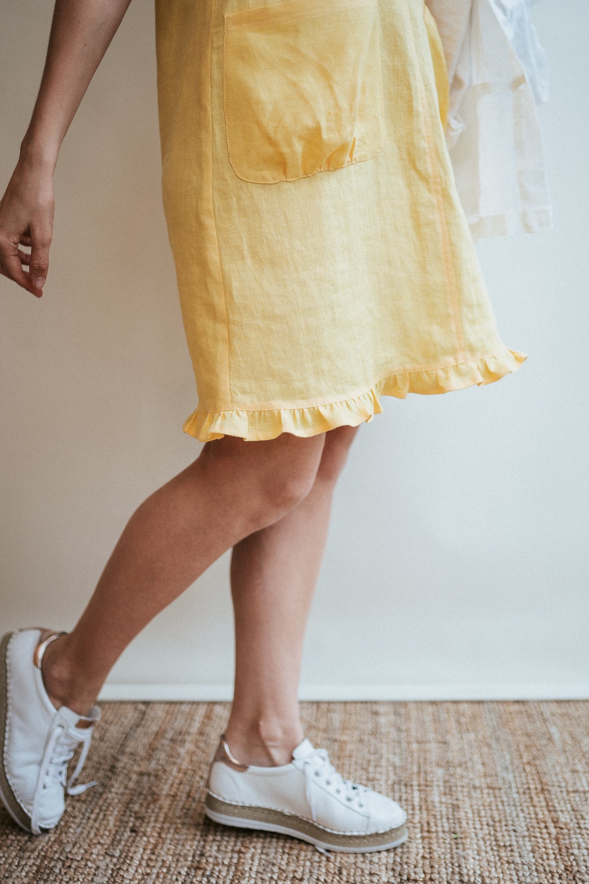 &#39;Matilda&#39; Linen Shift Dress, Linen Pinafore with a Ruffled Hem