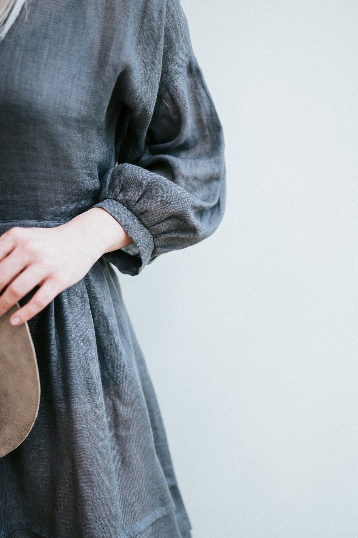 Linen Dress &#39;Cecilia&#39; in Grey Gauze