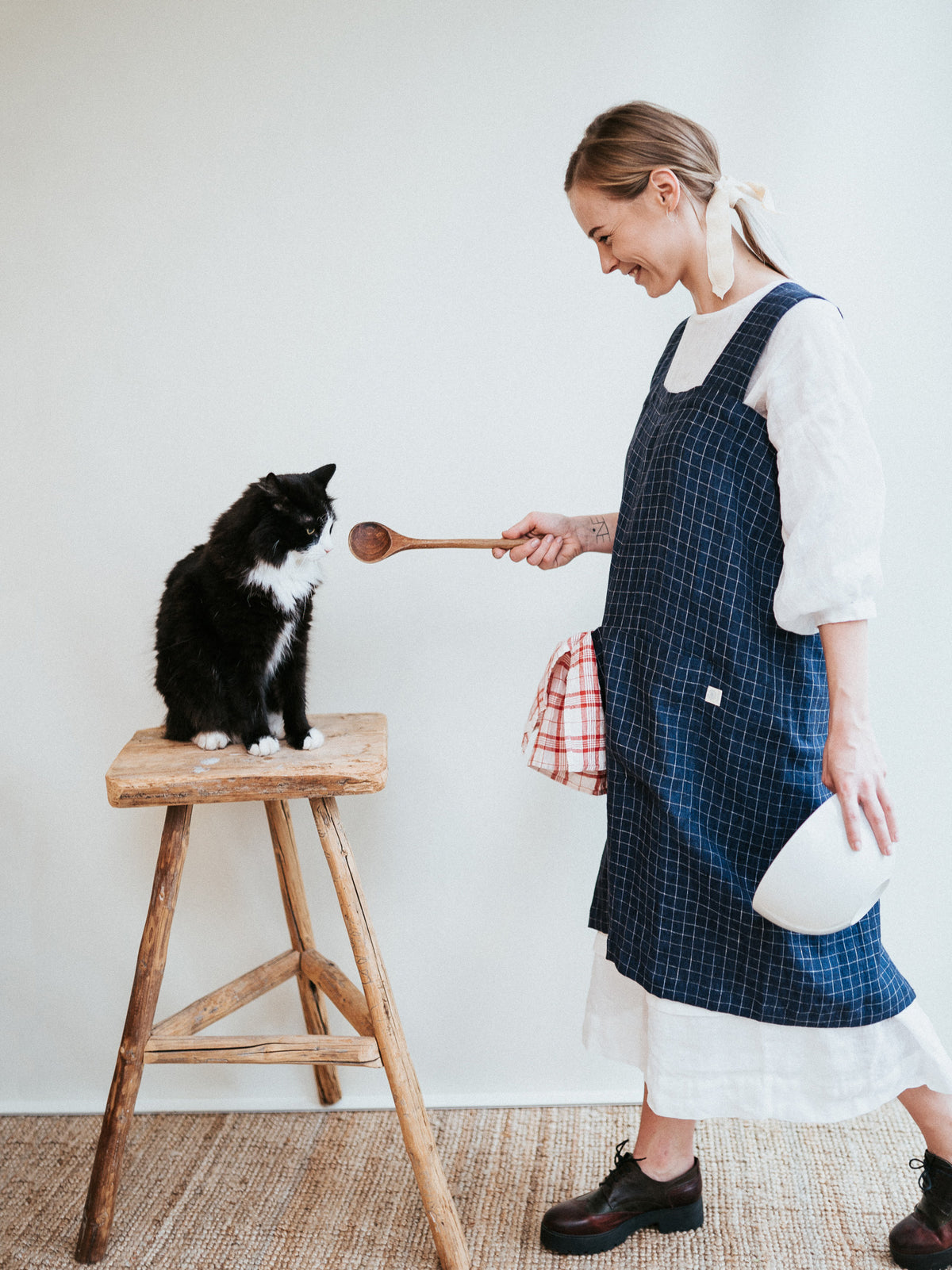 No Ties Pinafore Apron from 100% pure Linen