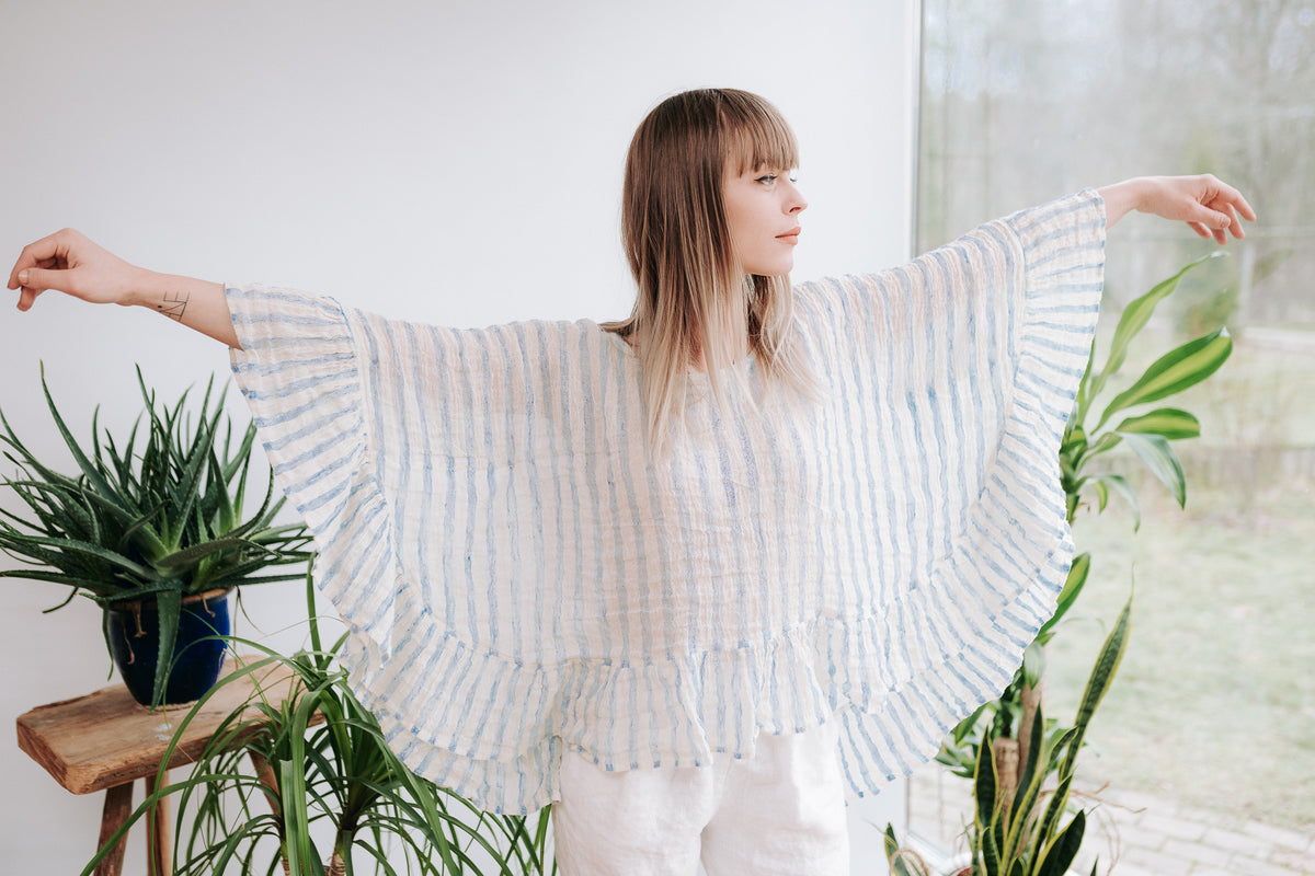 Gauze Linen Cape Top &#39;Penelope&#39;