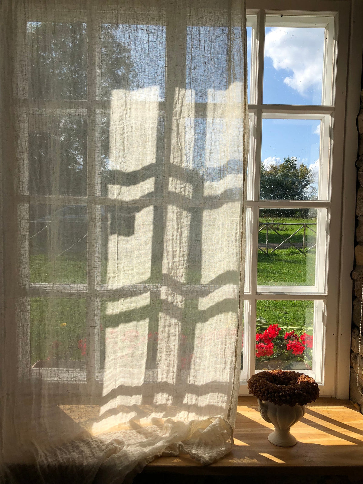 Creamy Boho Gauze Linen Curtain