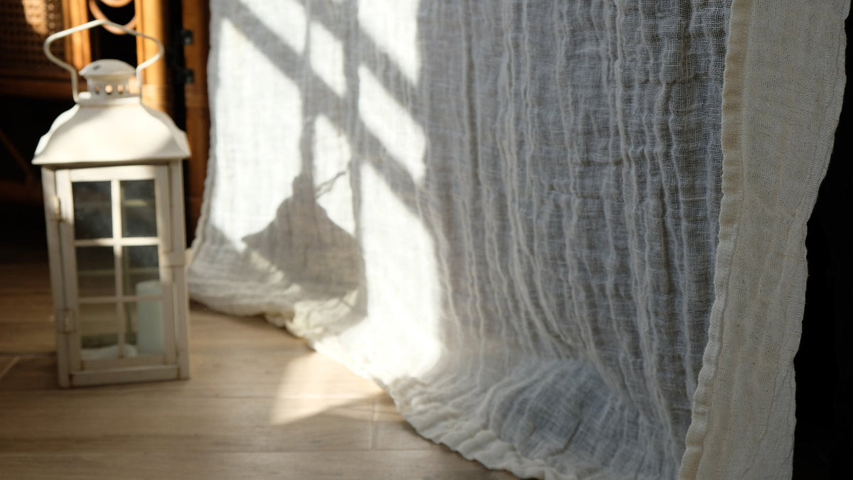 Creamy Boho Gauze Linen Curtain