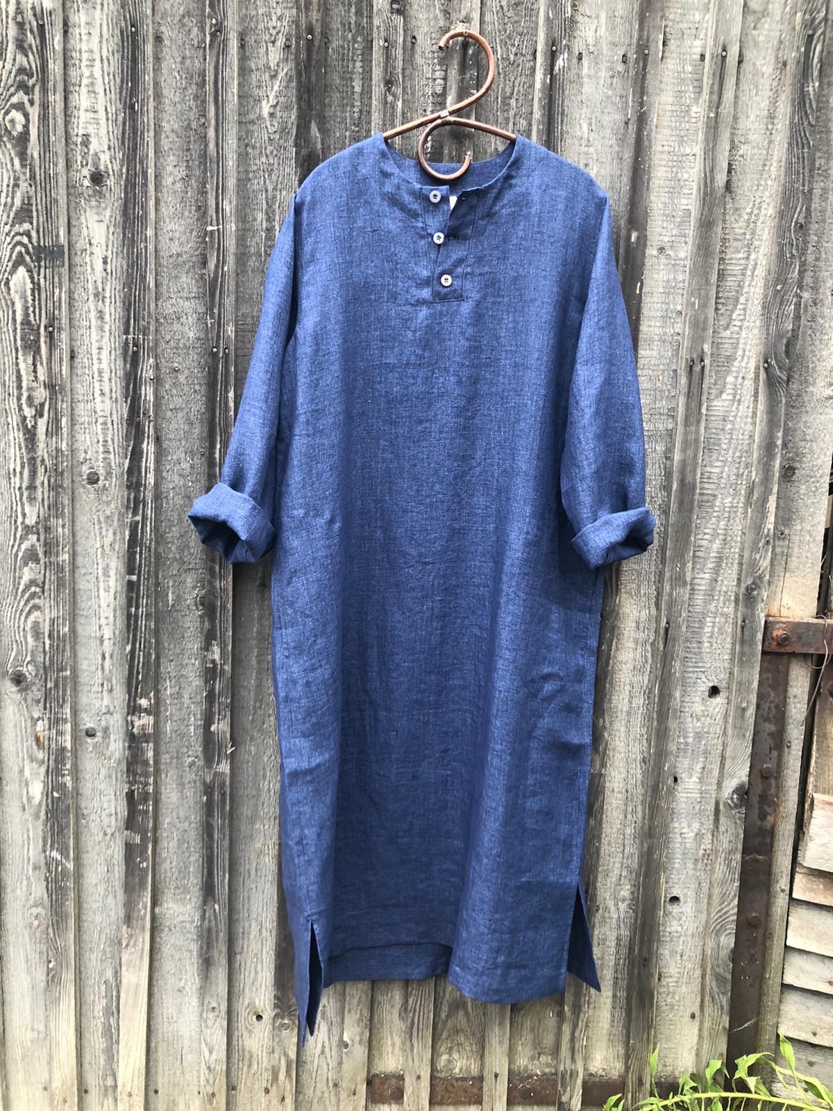Linen Kaftan &#39;Carl&#39;, Mens Henley Caftan Men