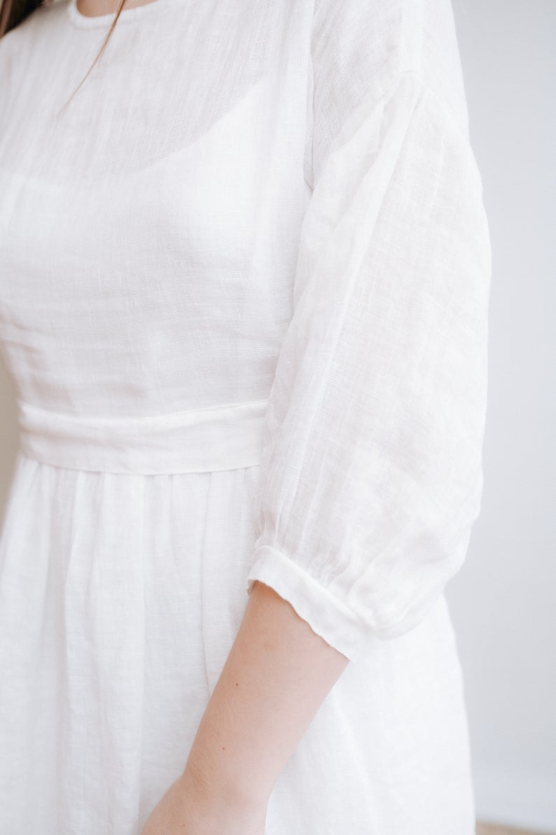 White Linen Wedding Dress, Gauze Linen Dress 'Cecilia' White Linen Wedding Dress, Gauze Linen Dress 'Cecilia'