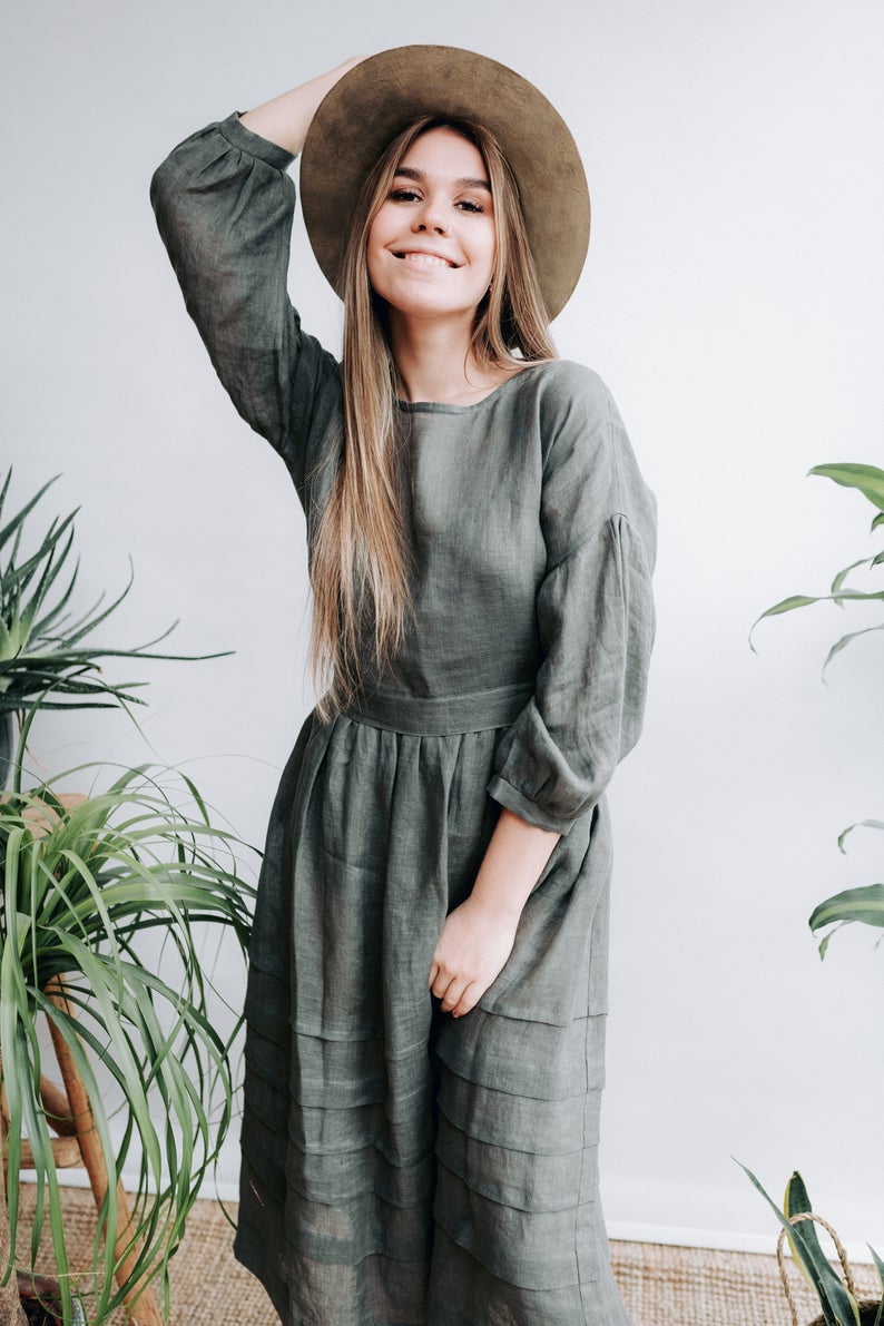 White Linen Wedding Dress, Gauze Linen Dress 'Cecilia' - Linenbee White Linen Wedding Dress, Gauze Linen Dress 'Cecilia' - Linenbee