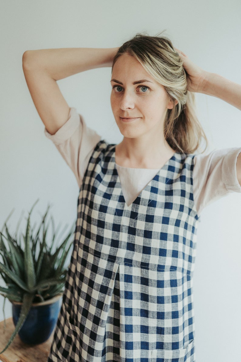 Pinafore Dress &#39;Lynette&#39;, Linen Pinafore Dress Women