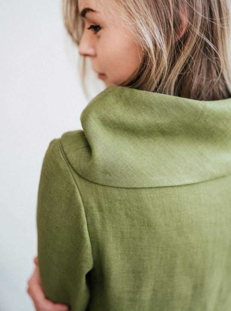 &#39;Charlotte&#39; Elegant Linen Tunic Top with Raised Neck