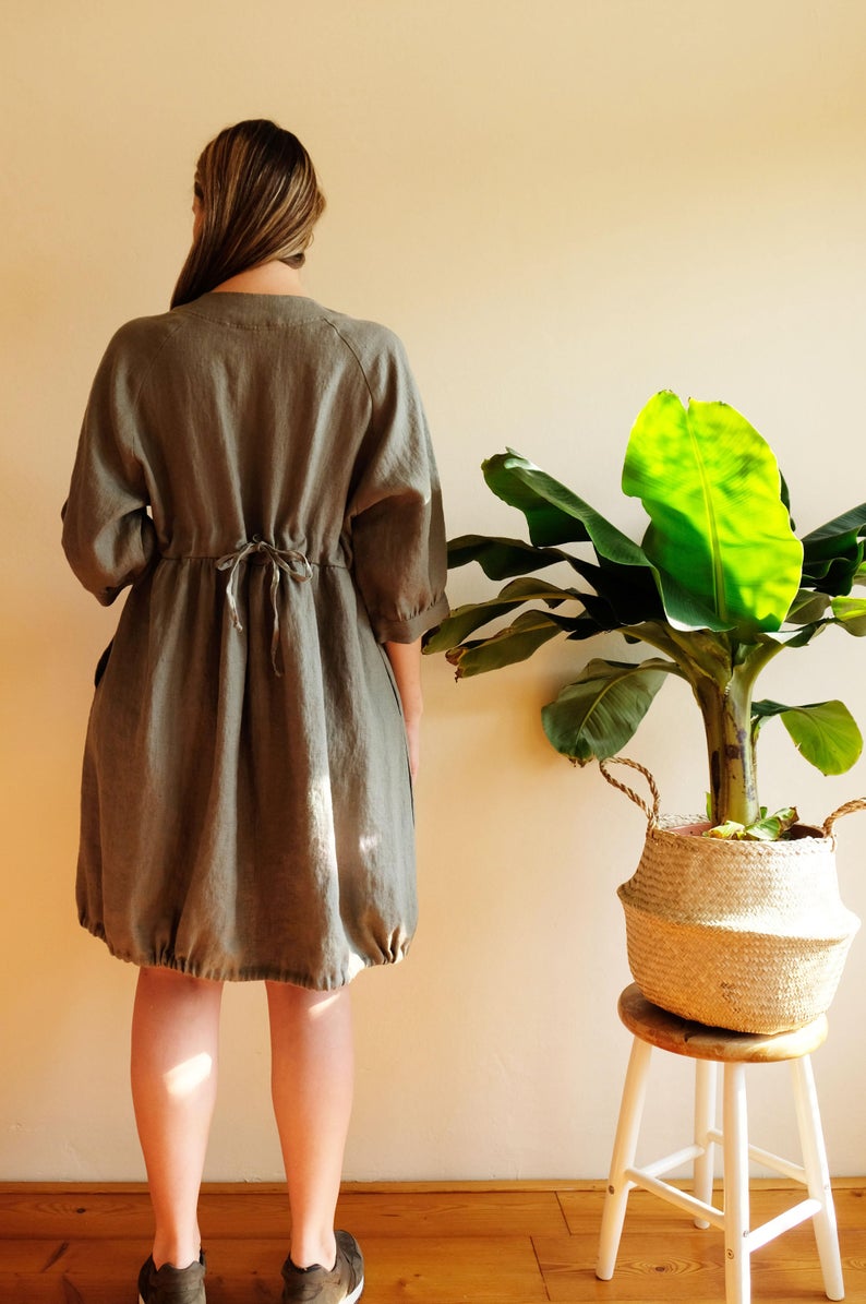 Ready to Ship:Linen Tunic Dress, Size XS-S