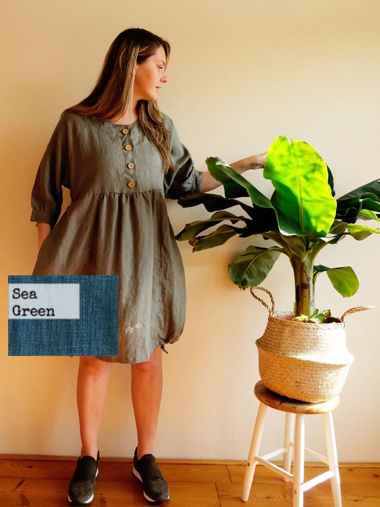 Ready to Ship:Linen Tunic Dress, Size XS-S