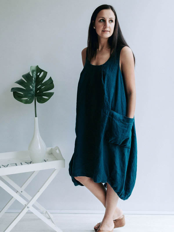 Loose Linen Dress &#39;Diana&#39;, Sleeveless Dress-Linenbee