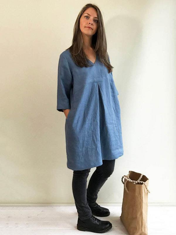 Elegant Linen Tunic Dress 'Yvette', Linen Tunic Dress - Linenbee
