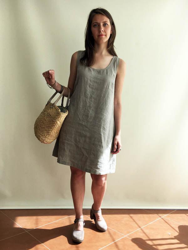 Natural Linen Jumper Dress, Pinafore Dress-Linenbee