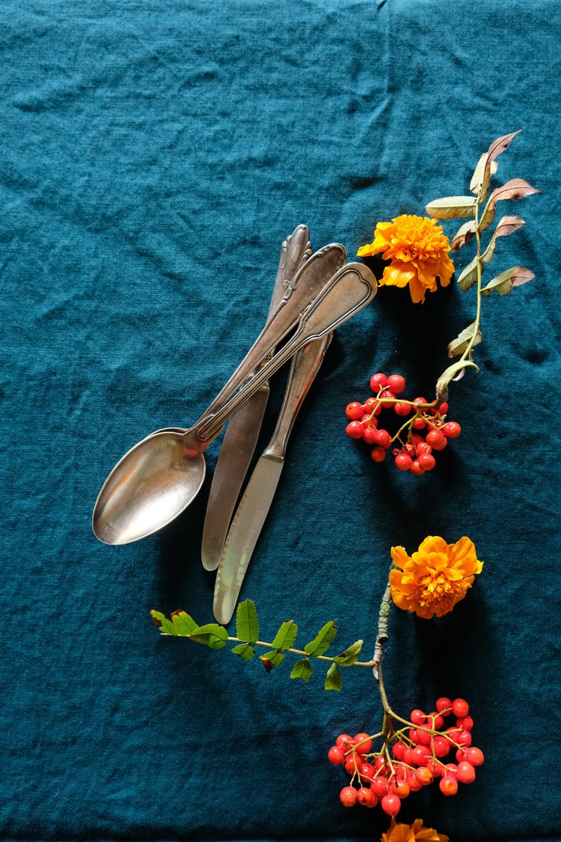 Linen tablecloth in Deep Teal, linen tablecloths in many colors