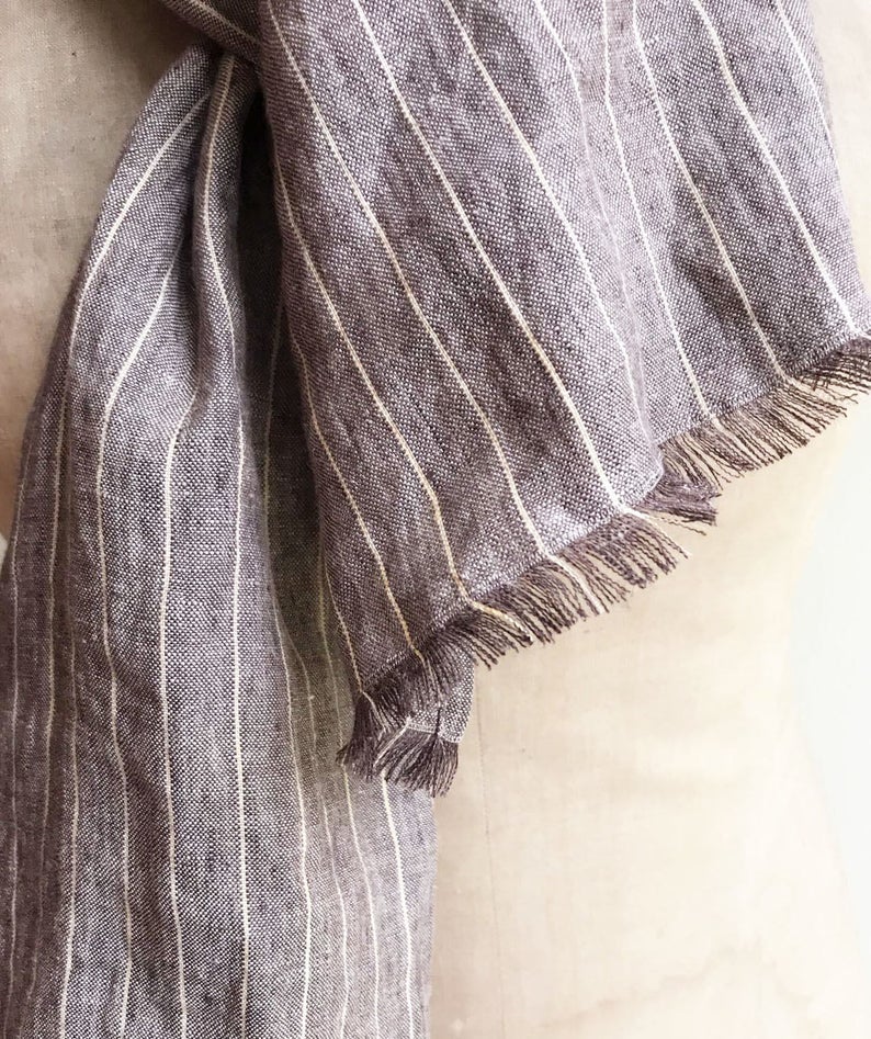 Blue Linen Scarf - Linenbee