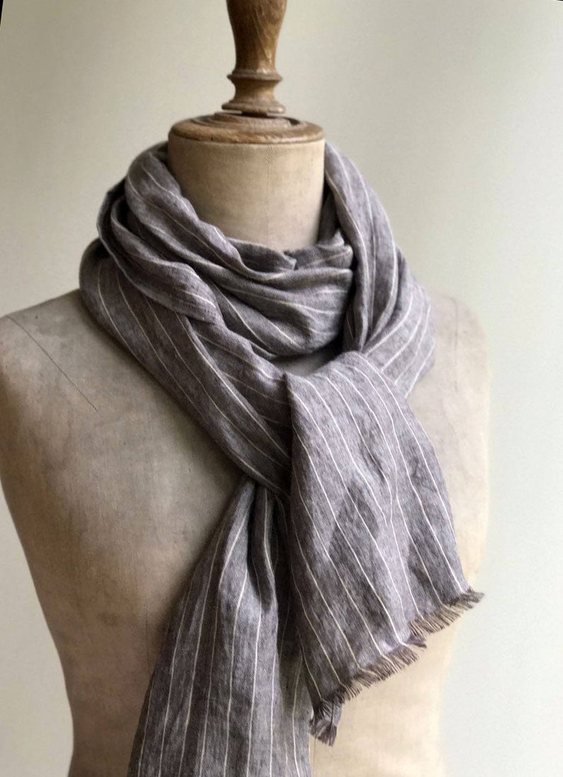 Striped Linen Scarf for Men