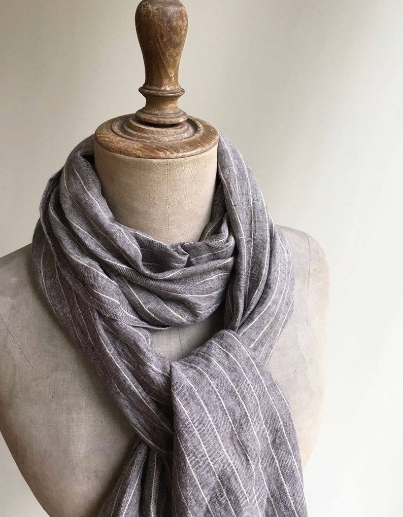 Blue Linen Scarf - Linenbee