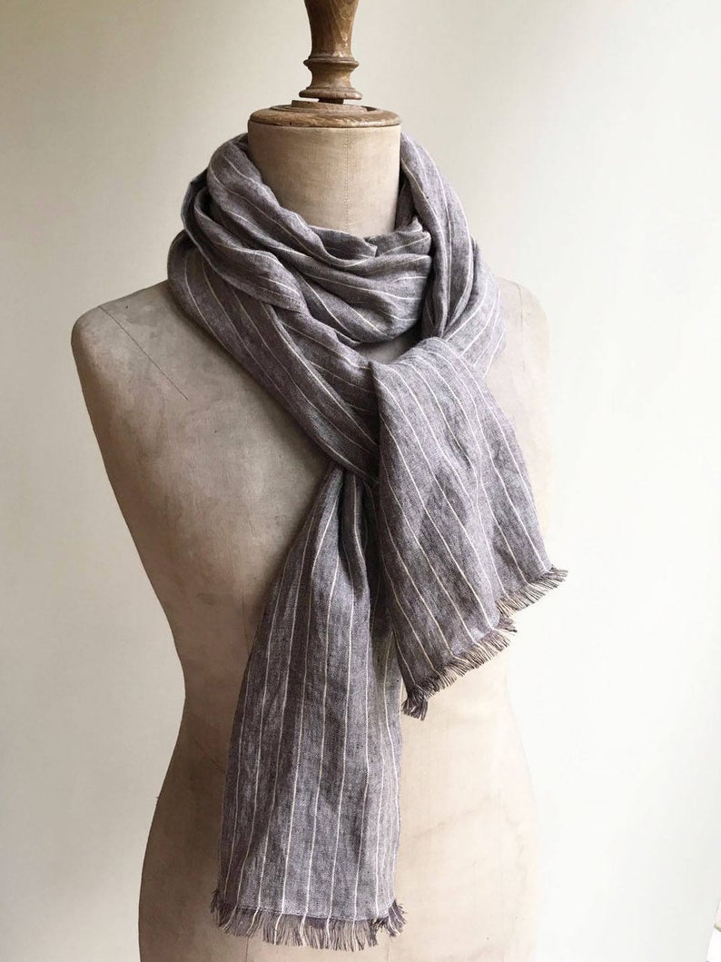 Blue Linen Scarf - Linenbee