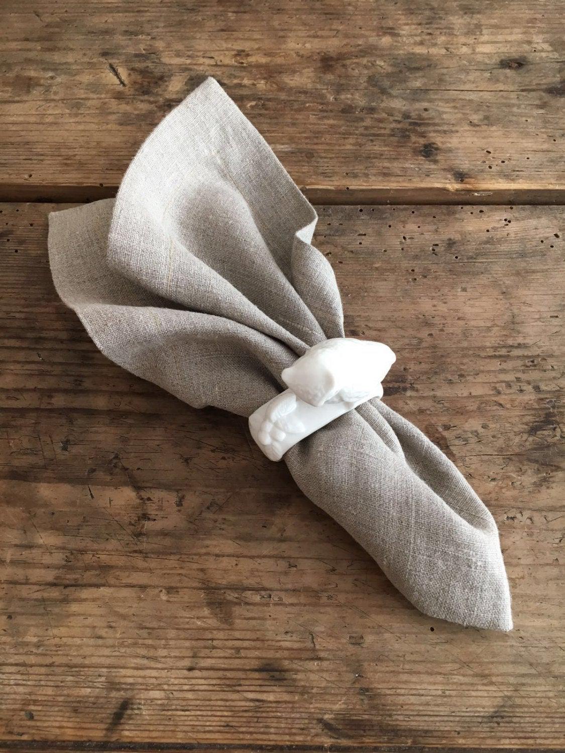 Natural Linen Napkins, Set of Six natural taupe cloth napkins, linen napkins, cloth dining napkins, grey brown napkins, eco friendly wedding