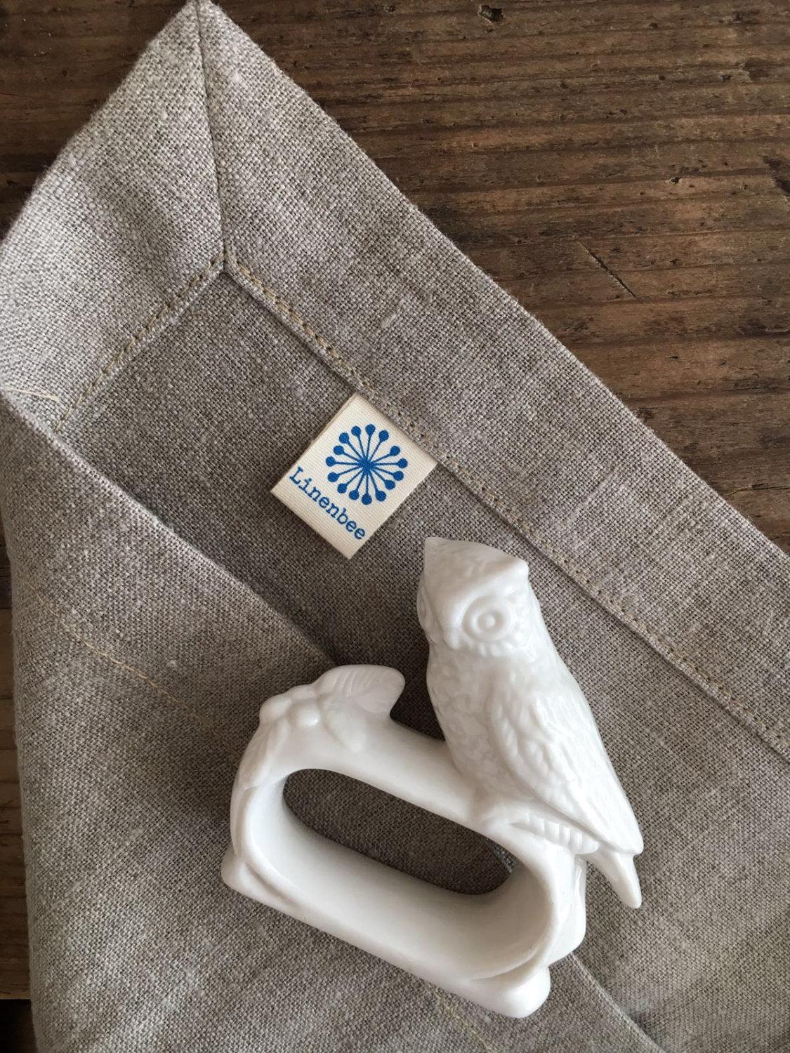 Natural Linen Napkins, Set of Six natural taupe cloth napkins, linen napkins, cloth dining napkins, grey brown napkins, eco friendly wedding