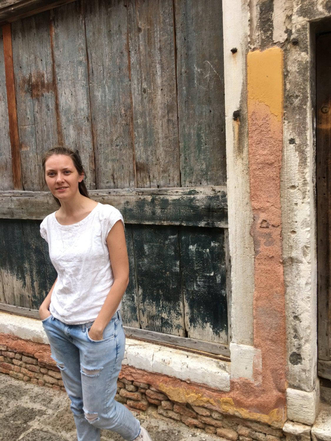 Linen Shirt Women, Linen T-Shirt, Linen Top, Shirt with Sleeves, Linen Tee, Plus size shirt, Linen Blouse, Loose Linen Shirt, Plus size top