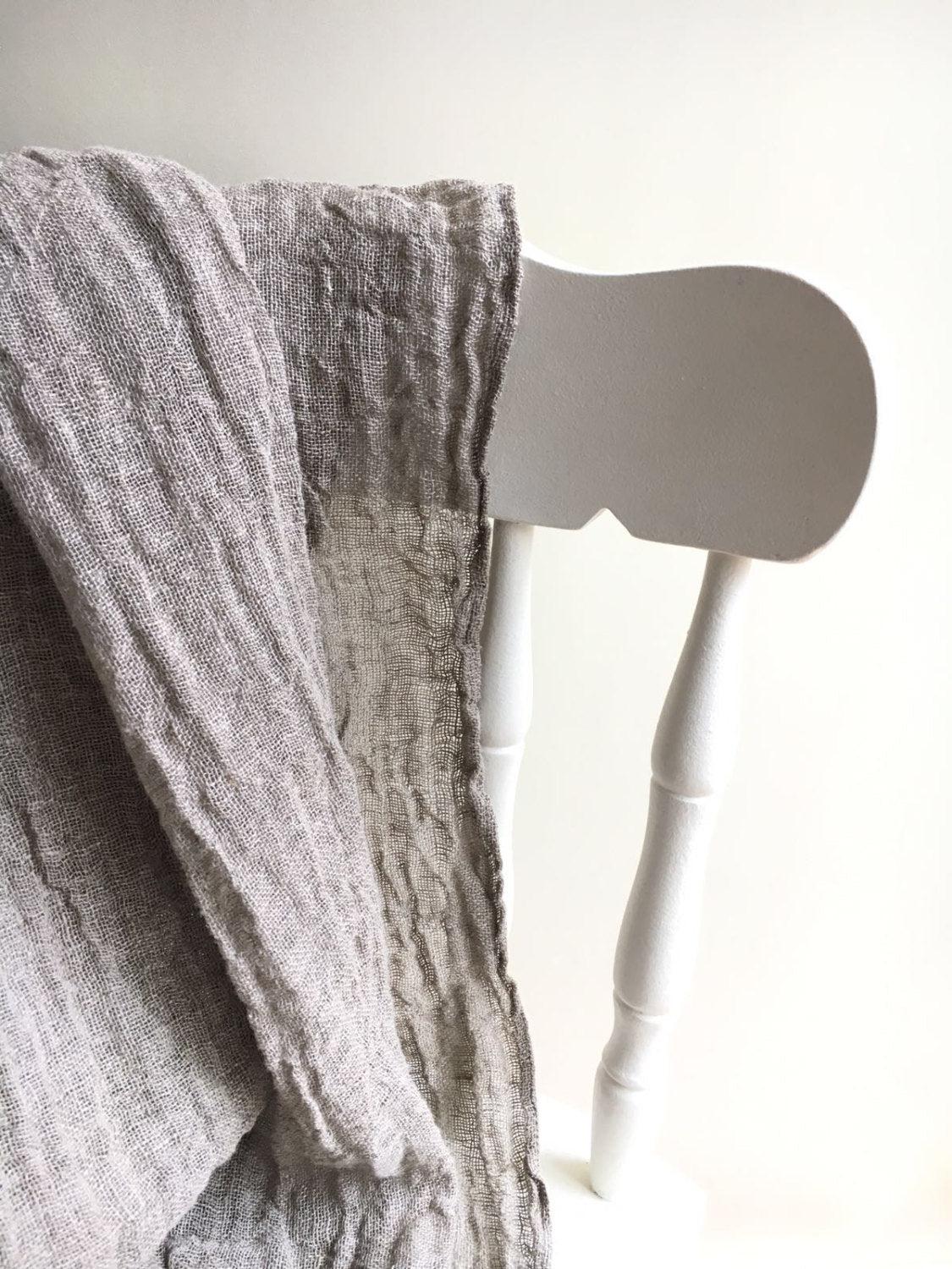 Linen Scarf, Rustic Shawl, Linen Shawl, Extra long scarf, Pure linen scarf, Frayed Edges, Taupe scarf, Natural Scarf, Taupe Grey Brown