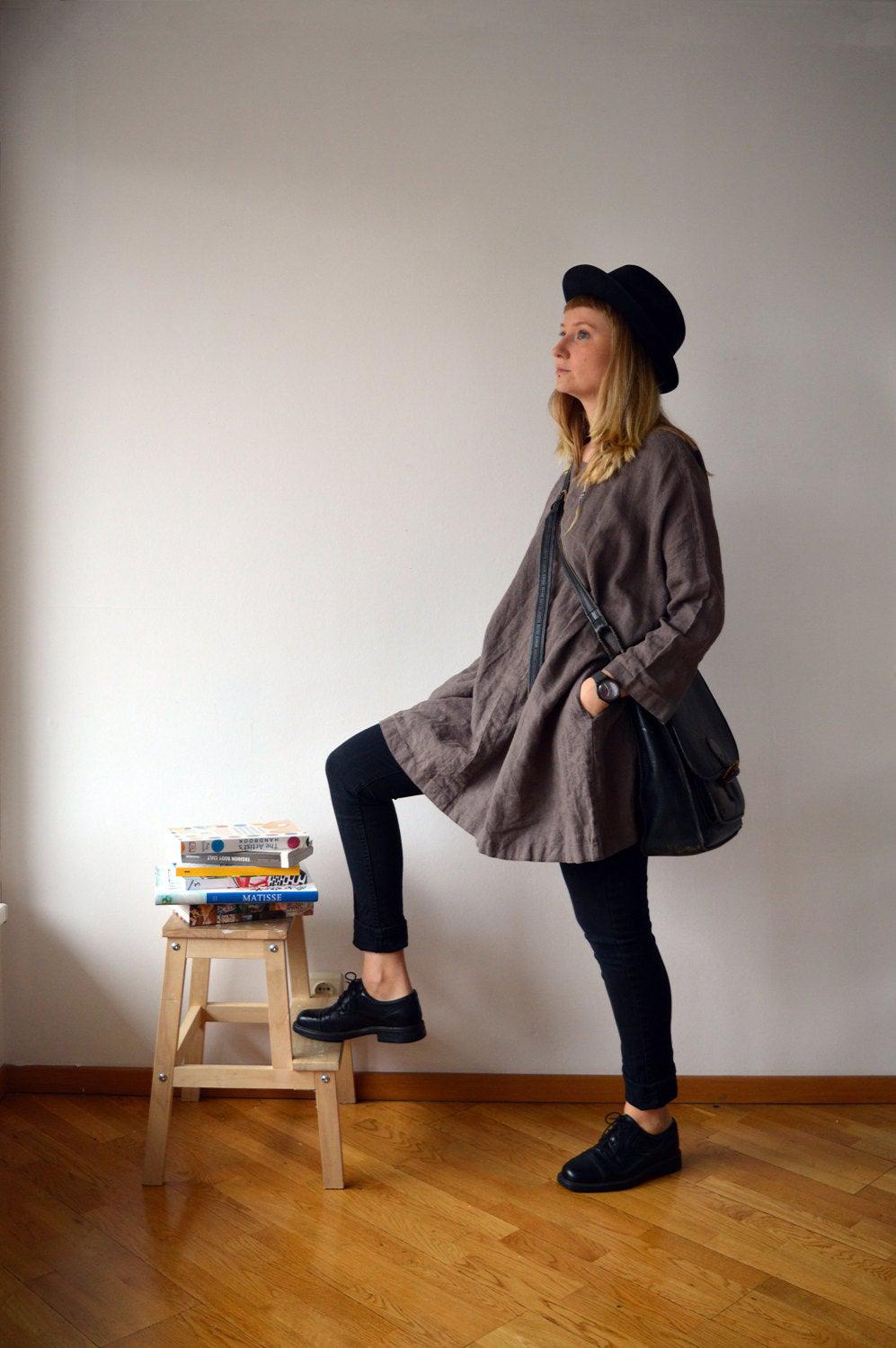 Plus size tunic, Oversized Tunic, Linen Tunic Dress, Womens tunic, Tunic tops, loose linen tunics for women, plus size clothing, tunic tops