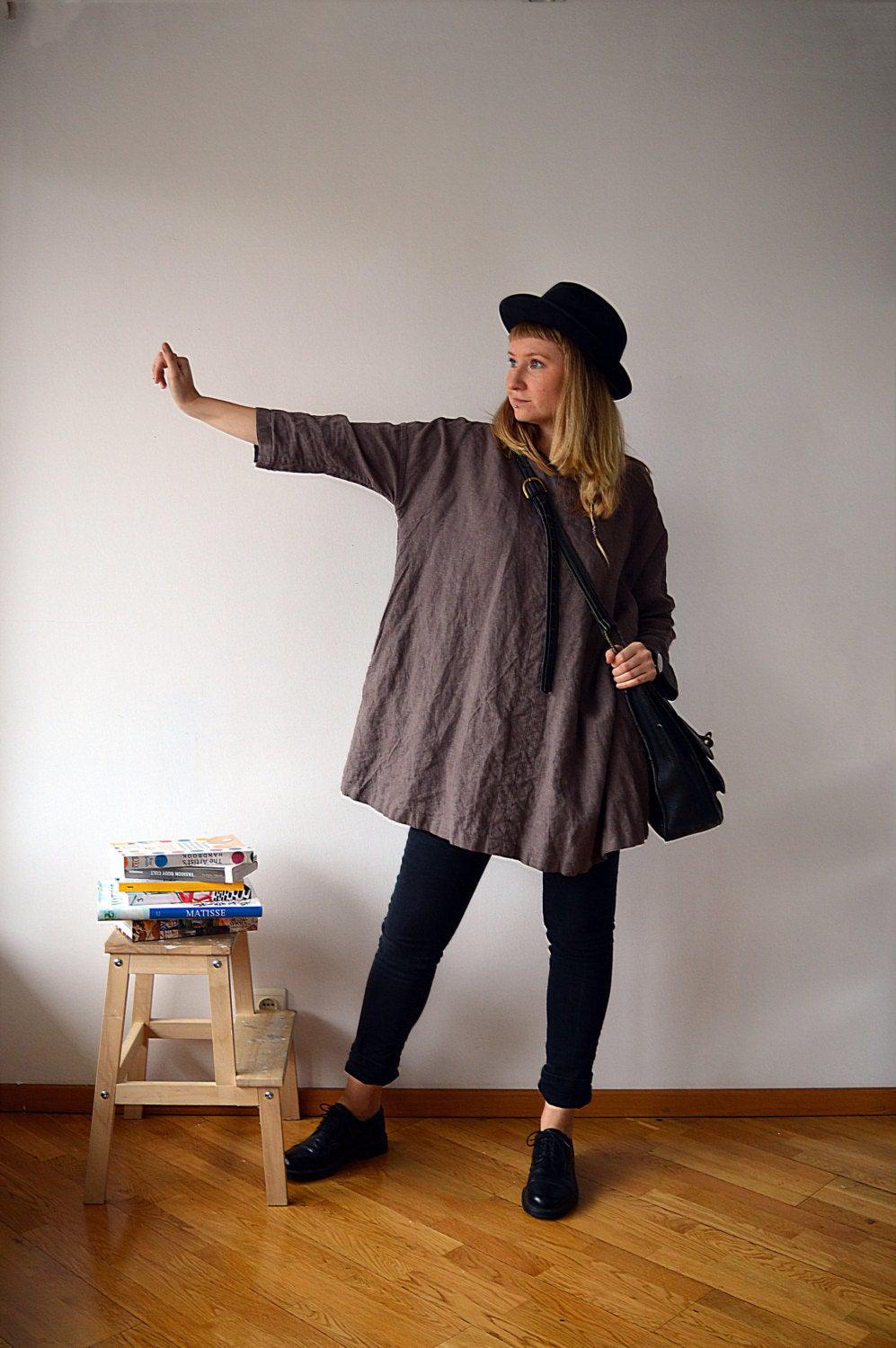 Plus size tunic, Oversized Tunic, Linen Tunic Dress, Womens tunic, Tunic tops, loose linen tunics for women, plus size clothing, tunic tops