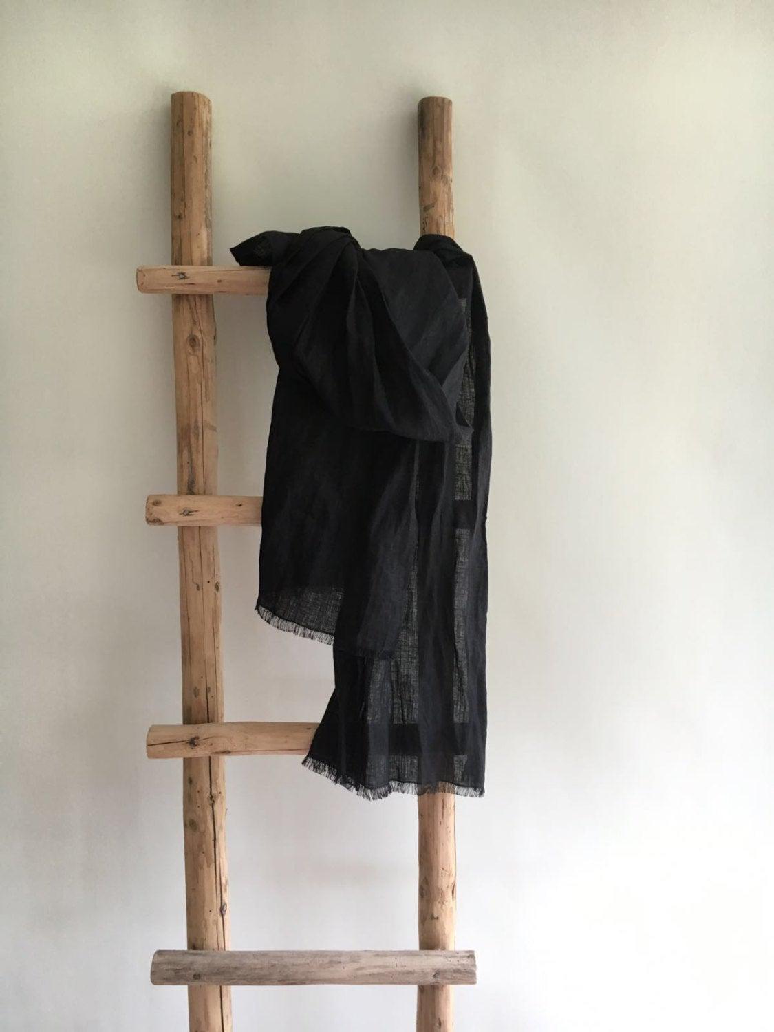 Black Scarf from Pure Linen, Black Linen Scarf, Wraps Shawl, Womens Scarf, Mens scarf, Gift for Her, Gift for him, scarf black, summer scarf