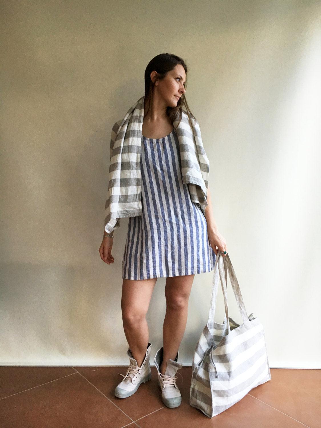 Linen Beach Towel, Natural Linen Bath Sheet, Linen towel, Striped towel, Natural linen towel, Beach blanket, Creamy Towel, Ecofriendly