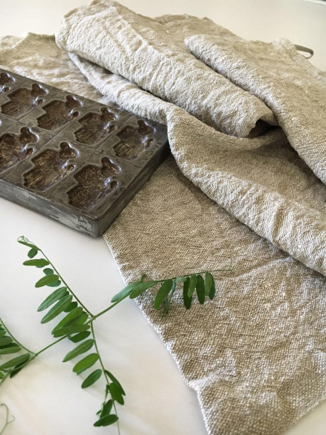 Three Rustic Towels, Set of Three Heavy Duty Linen Towels, Kitchen towels, Natural Rustic towels, Durable towels, Country house towels