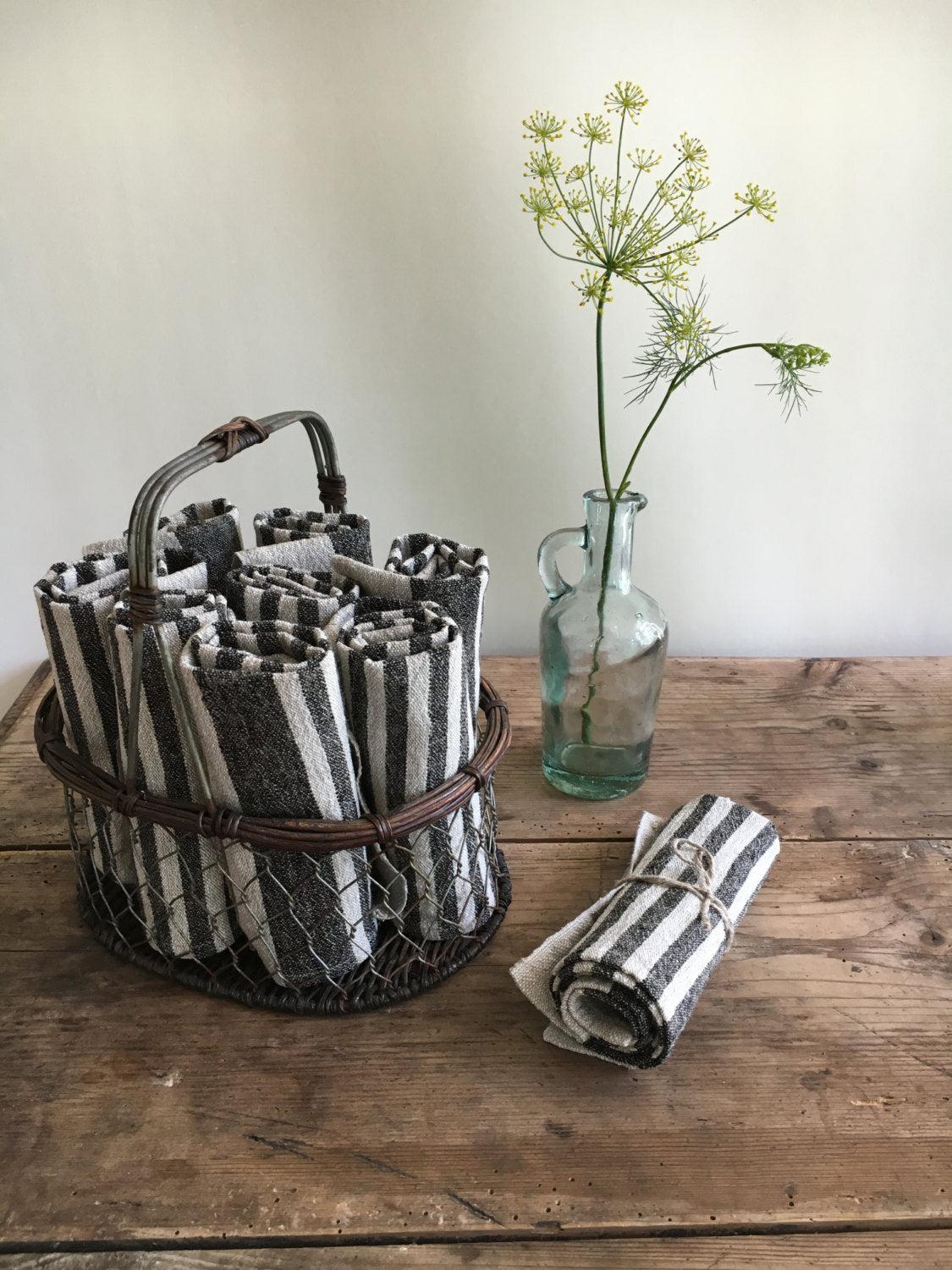 Striped Placemats, Set of 8 Rustic Placemats Linen, Burlap placemats, Reversible placemats, country placemats, Christmas table holiday fall