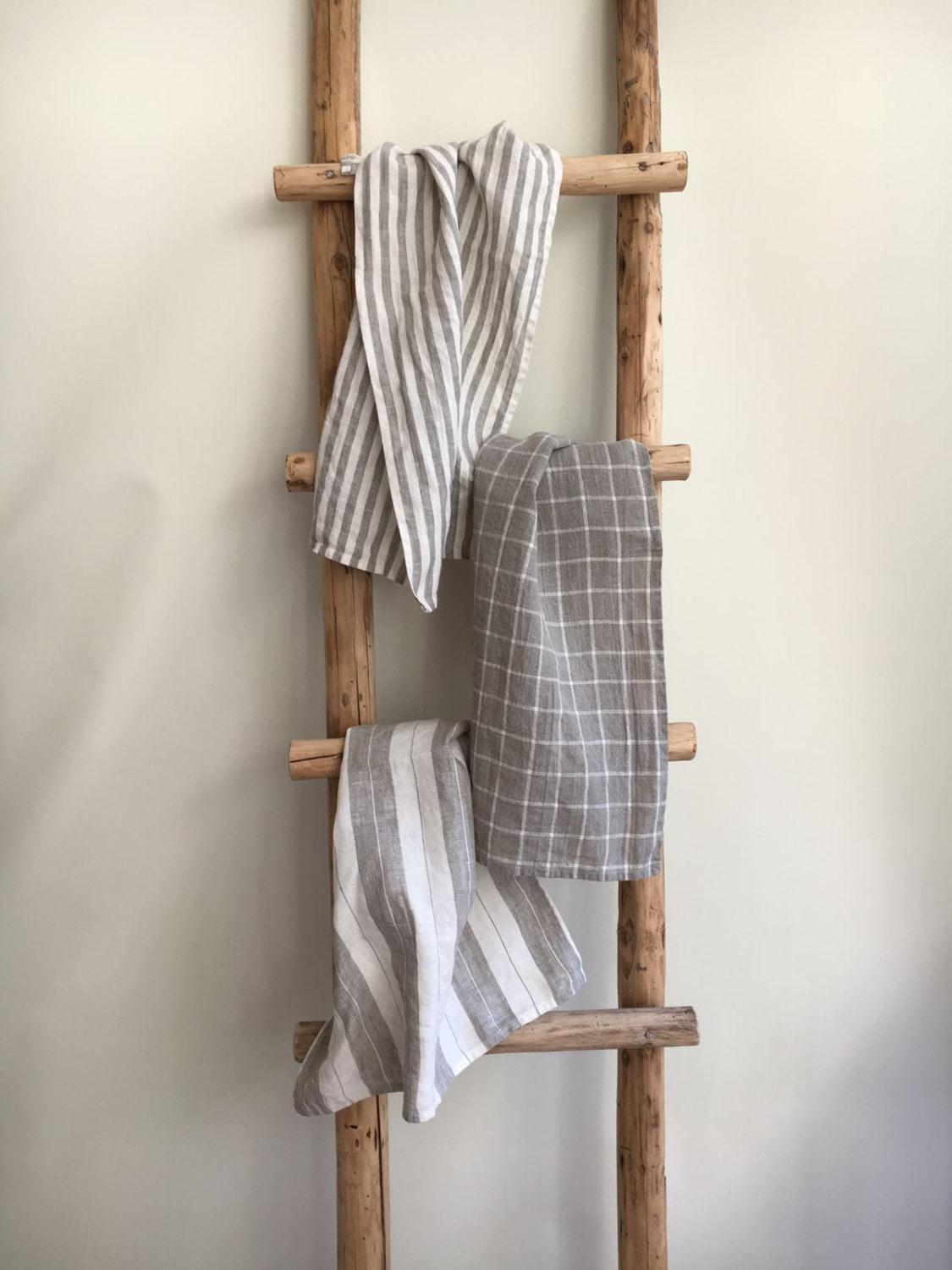 Set of Linen Towels, Three Natural Towels, Guest towels, Kitchen towels,  Rustic towels, Durable towels, Country house towels, tea towels