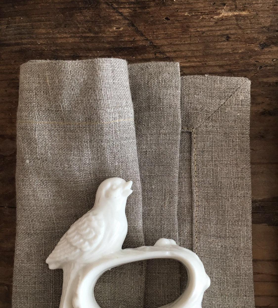 Natural Linen Napkins, Set of Six natural taupe cloth napkins, linen napkins, cloth dining napkins, grey brown napkins, eco friendly wedding