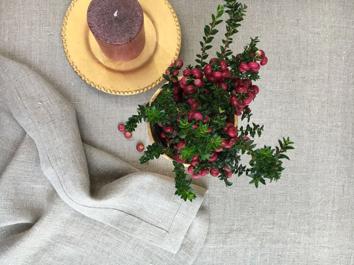 Natural Linen tablecloth, Stonewashed natural linen tablecloth, rectangle tablecloth Christmas table Thanksgiving table by Linenbee