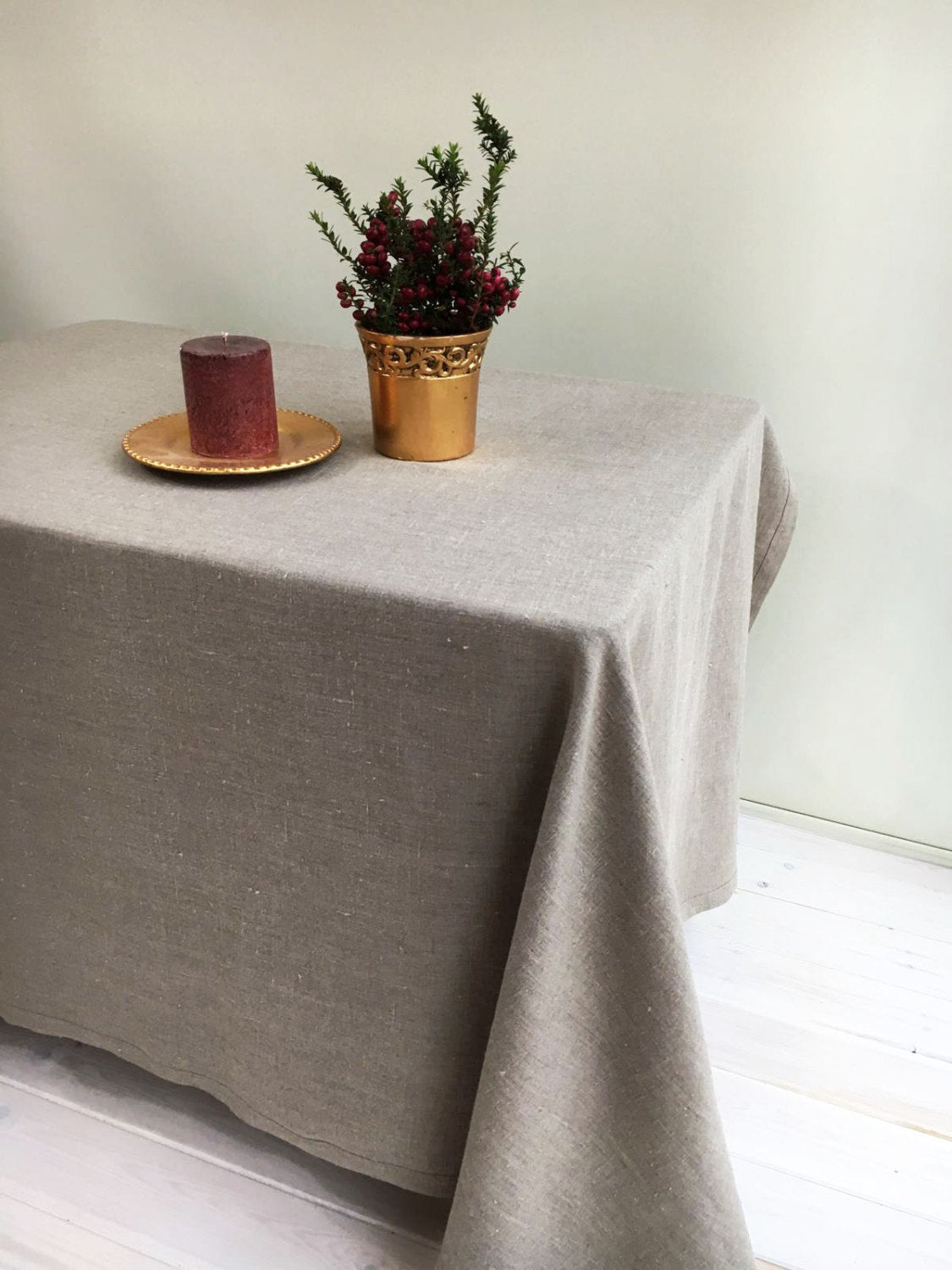 Natural Linen tablecloth, Stonewashed natural linen tablecloth, rectangle tablecloth Christmas table Thanksgiving table by Linenbee
