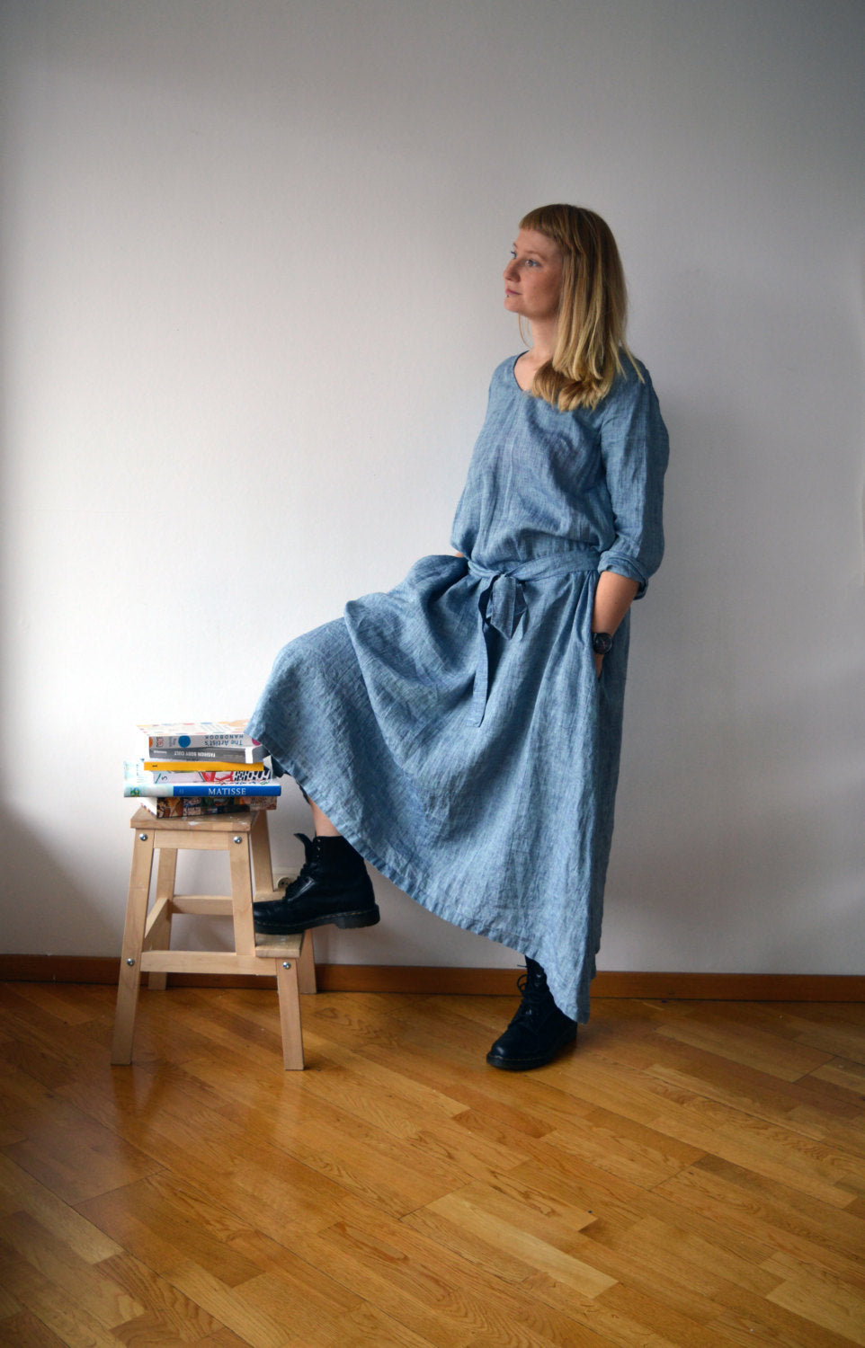 Linen Maxi Dress with Long Sleeves 'Melissa' Linenbee