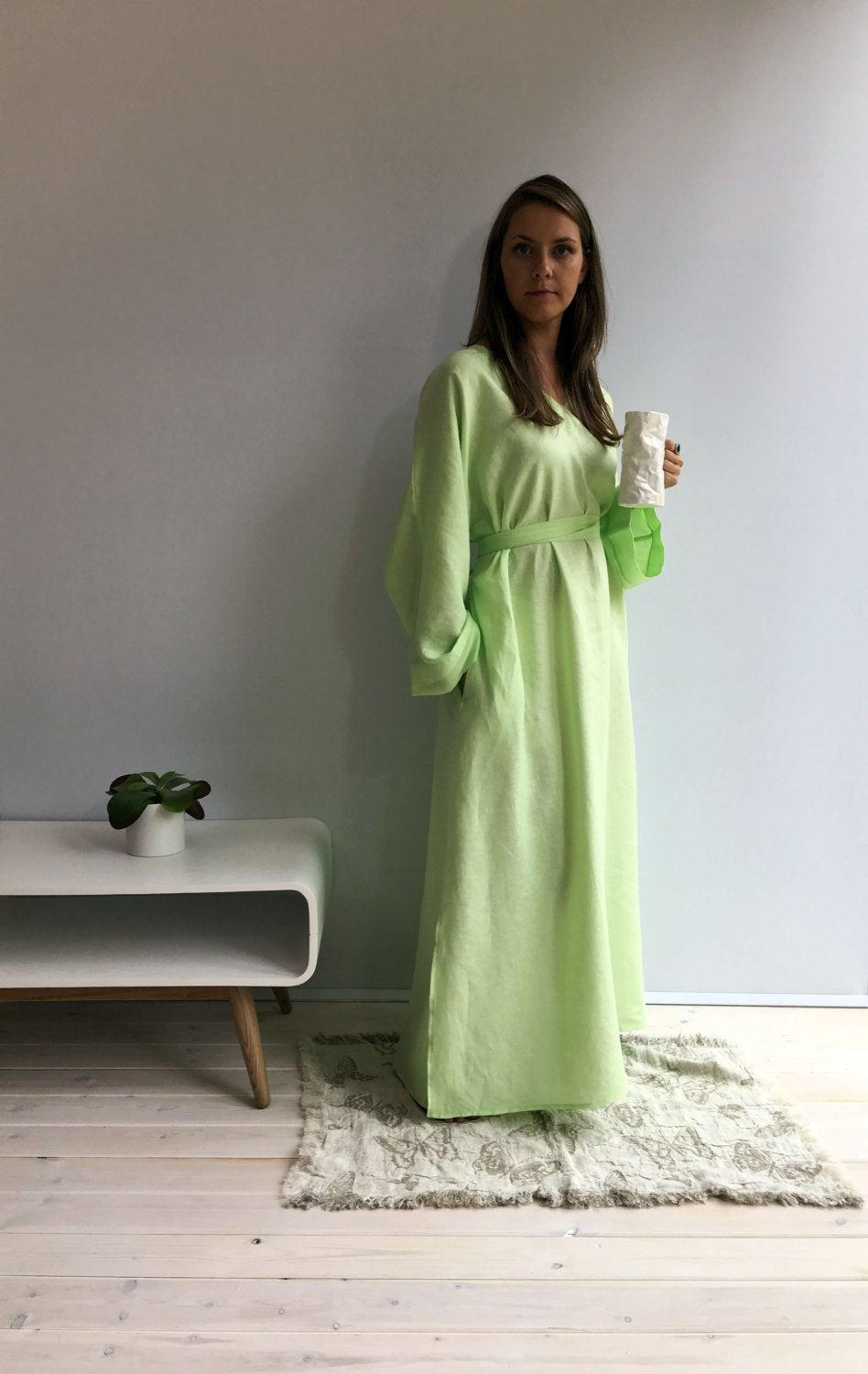 Linen kaftan, linen robe, Linen Homewear, Linen loungewear, plus size robe, linen maxi dress, kaftan for women maxi robe linen, kimono robe