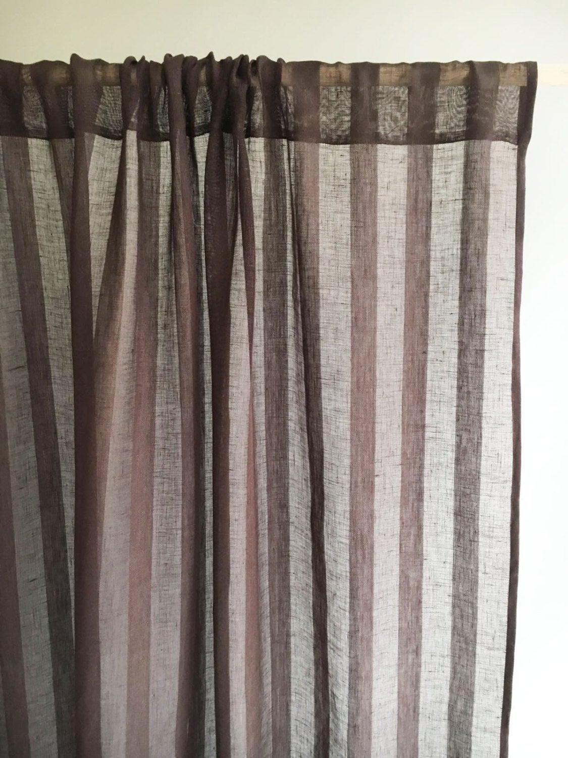 102&amp;quot; Wide curtain panel, Linen Curtain, Brown Curtains, Sheer Window Curtains and Drapes, Chocolate Curtains for living room, drapery
