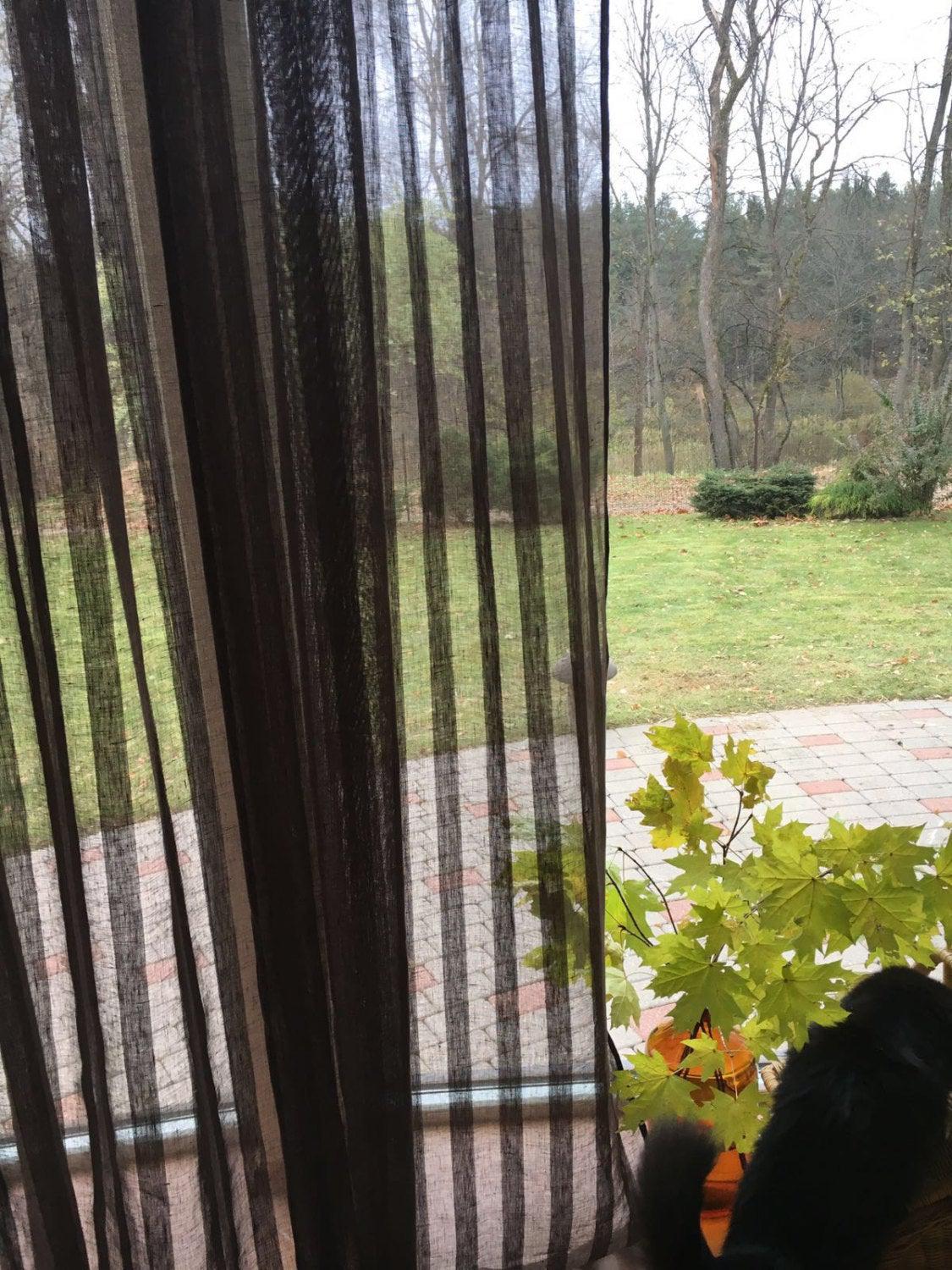 102&amp;quot; Wide curtain panel, Linen Curtain, Brown Curtains, Sheer Window Curtains and Drapes, Chocolate Curtains for living room, drapery