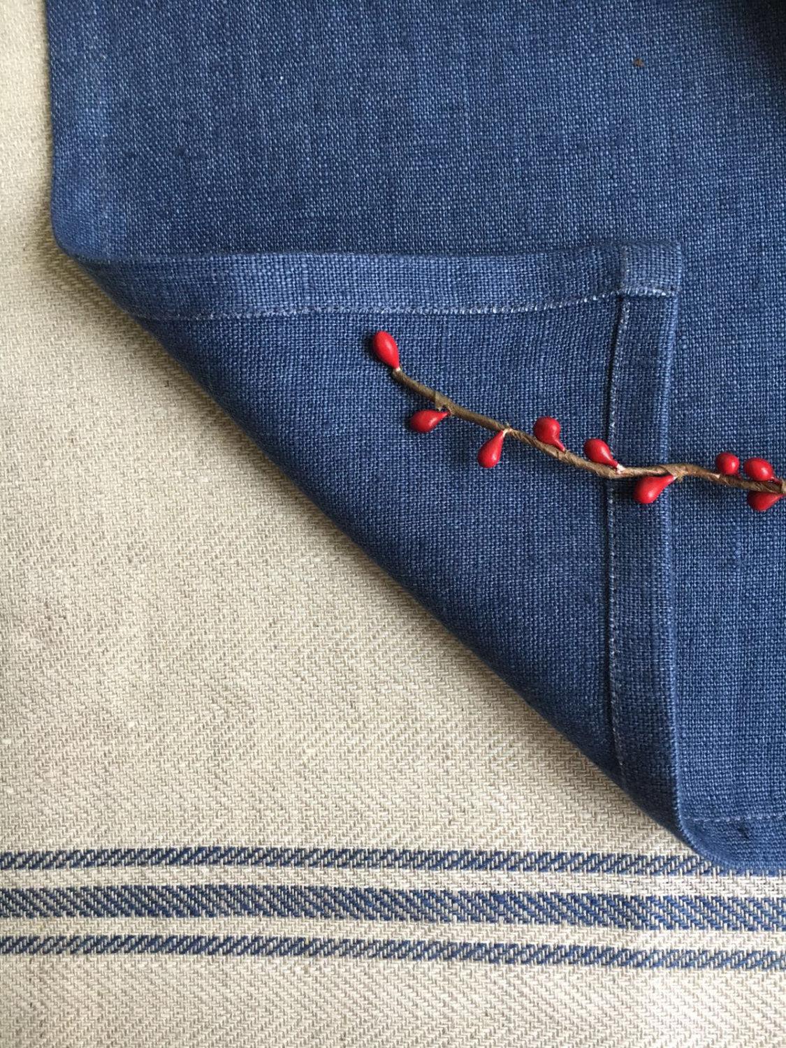 8 Blue Linen Napkins, Christmas table, Cloth Napkins Cloth, Cocktail Napkins Wedding, Napkins Blue, Blue table, Diner Napkins, Large Napkins