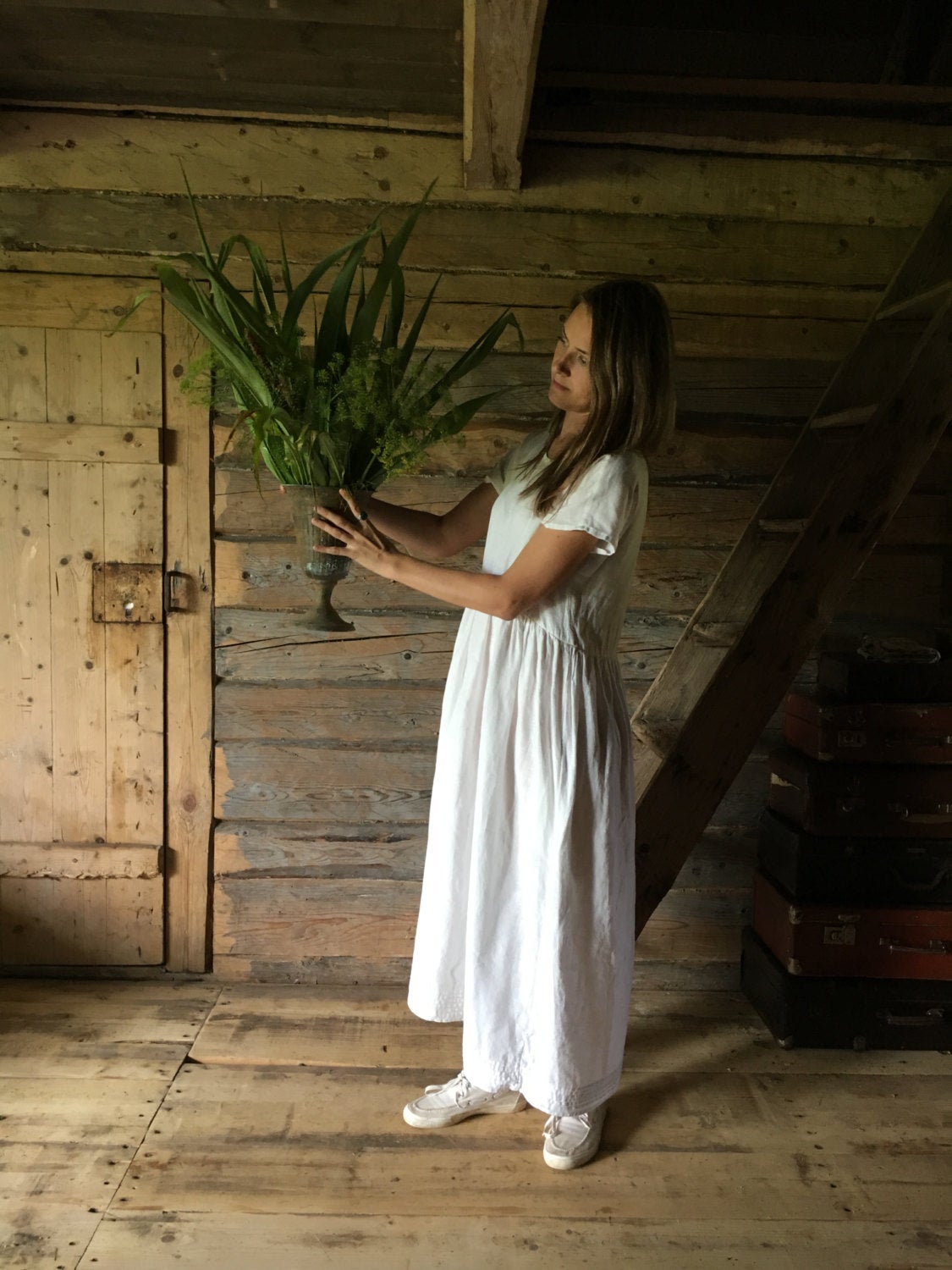 Romantic Linen Dress 'Mara' maxi length Linenbee