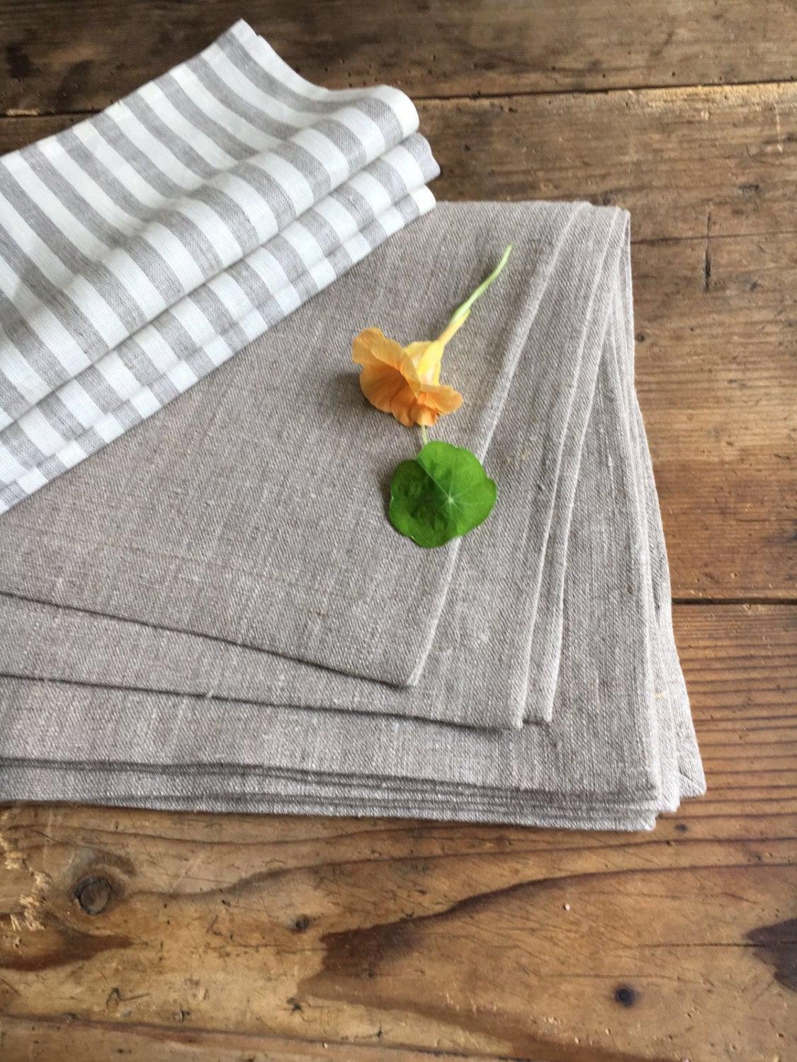 linen dressing table mats Afoxsos 19 in. x 13 in. Cream Cloth Linen Blend Washable Farmhouse Dining Table Mats (Set of 6)