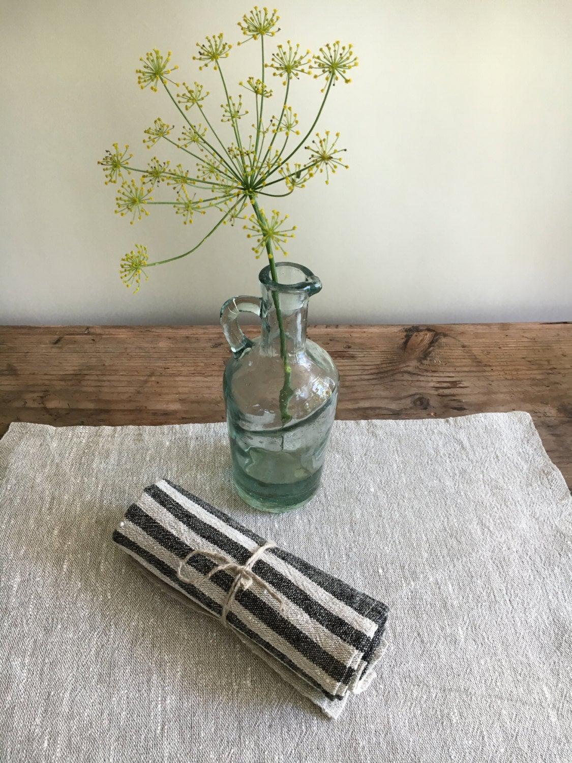 Striped Placemats, Set of 8 Rustic Placemats Linen, Burlap placemats, Reversible placemats, country placemats, Christmas table holiday fall