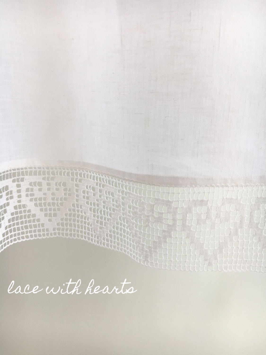 White Linen Curtain, Linen Valance, Linen Kitchen Curtain, Linen Bathroom Curtain, White curtain with lace, White linen curtains kitchen
