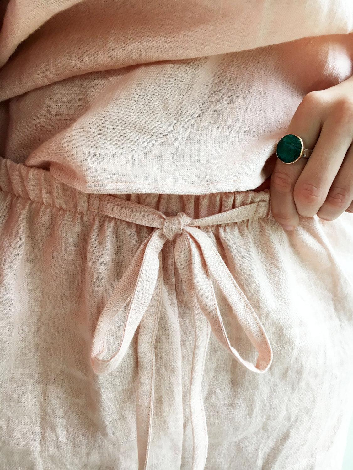 Linen pyjama, pink pajama, pajama shorts and top, pajama loungewear, gift for her, valentines gift, gift for daughter, short linen pyjama