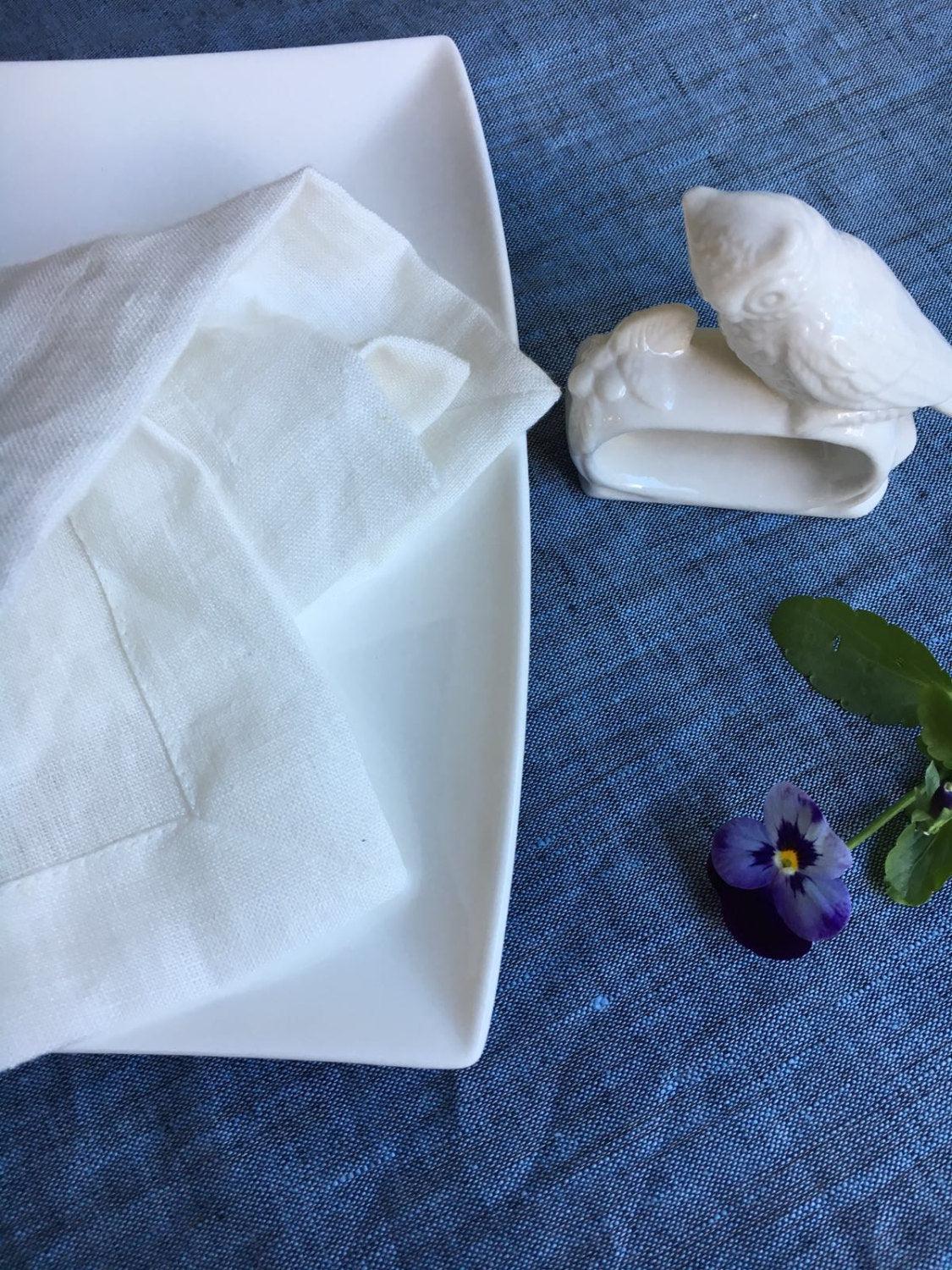 Linen Napkins, Cloth Napkins, White Linen Napkins, Soft White Napkins, Eco friendly Napkins, Wedding Napkins, Cocktail Napkins, Dinner