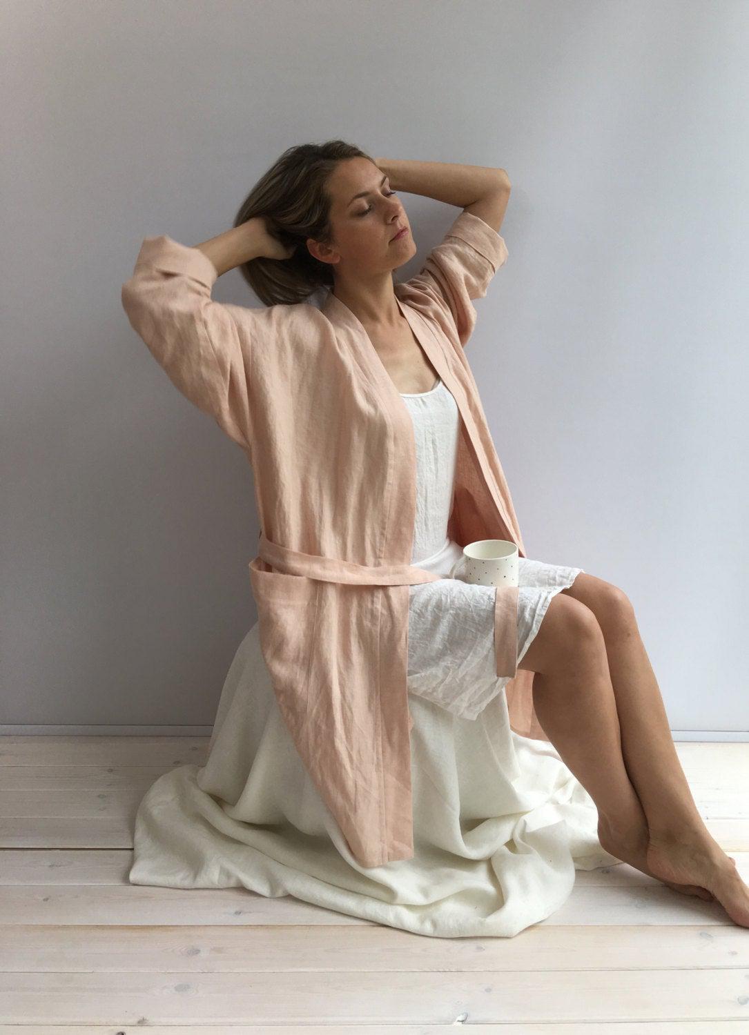Linen robe for women - Linenbee Linen robe for women - Linenbee
